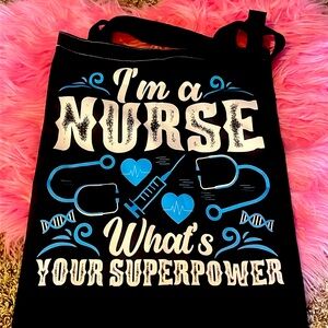 Nurse tote bag “I’m a nurse what’s your superpower” healthcare work bag tote bag